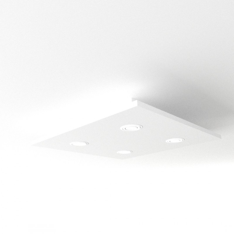 Plafonnier Led blanc 4 spots + lumière indirecte design