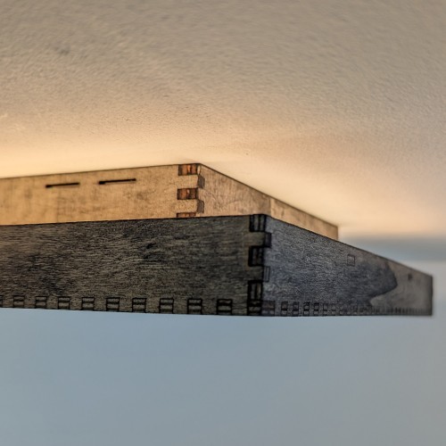 Plafonnier lumière indirecte bois noirci 30cm