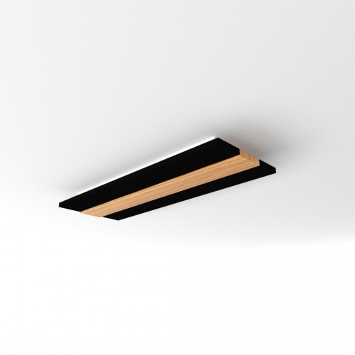 Plafonnier lumière indirecte bois & noir rectangulaire 80 cm