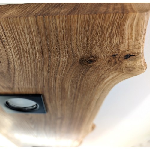 Plafonnier bois naturel 80 cm 2 spots et lumière indirecte