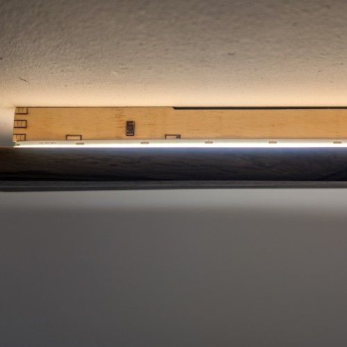 Plafonnier chêne massif lumière indirecte 80 cm