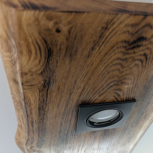 Plafonnier bois naturel spots et lumière indirecte