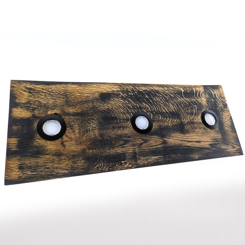 Plafonnier chêne massif 3 spots 80 cm