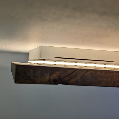 Plafonnier carré lumière indirecte bois massif 30 cm