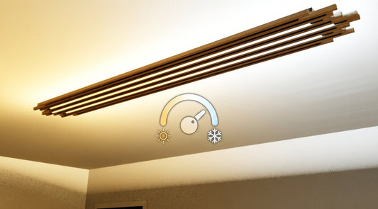 Comparaison de température de couleur luminaire bois LED entre blanc chaud et blanc froid