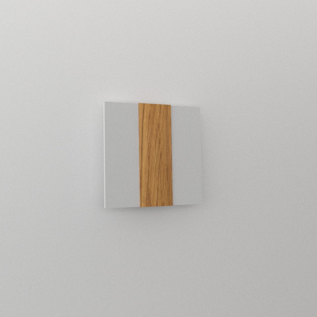 Applique carré blanc et bois lumière indirecte