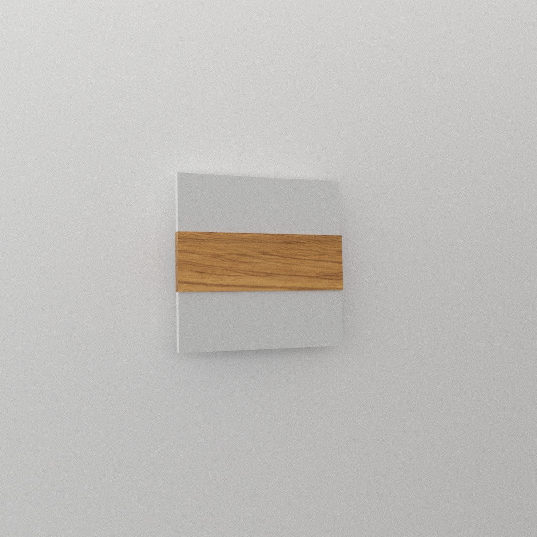 Applique carré blanc et bois lumière indirecte