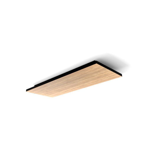 Plafonnier lumière indirecte bois & noir rectangulaire 80 cm