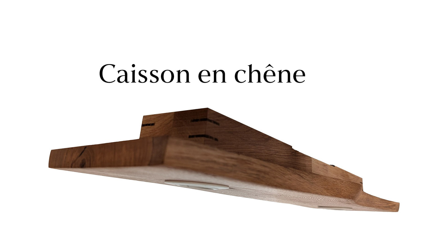 Plafonnier bois naturel spots et lumière indirecte