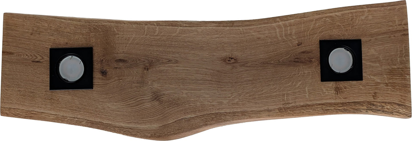 Plafonnier bois naturel spots et lumière indirecte