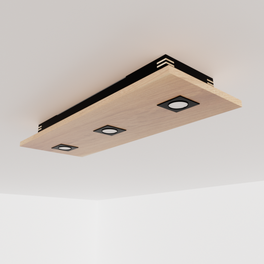 Plafonnier chêne massif 3 spots Gissweg