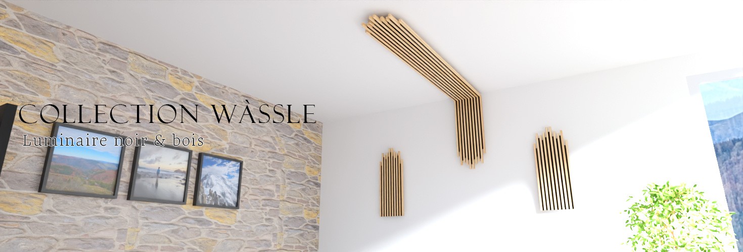 Luminaires noir et bois