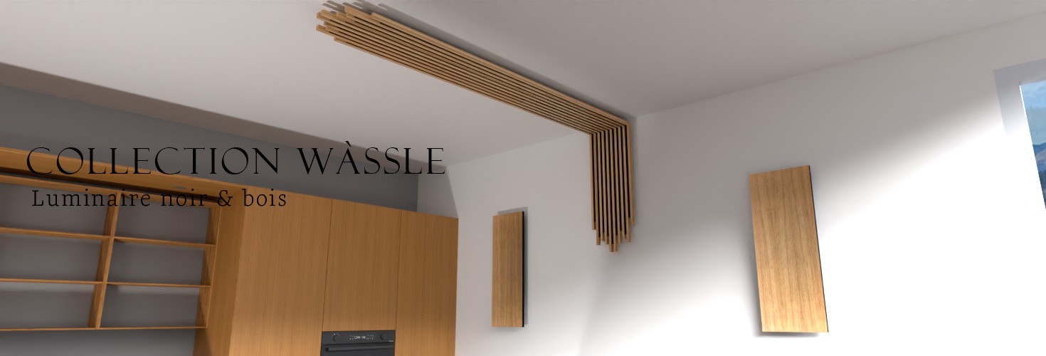 Luminaires noir et bois